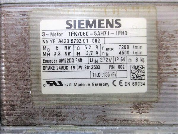 Siemens 1FK7060-5AH71-1FH0 mit Servo-Antriebssystem GH6-220 Typ 58 83 909