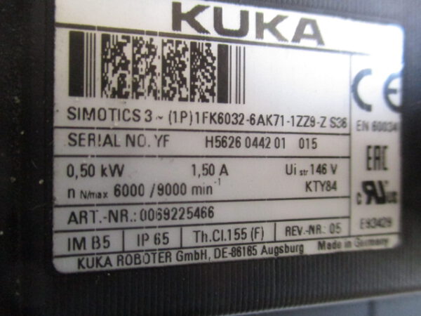 KUKA 3-Brushless-Servomotor 1FK6032-6AK71-1ZZ9-Z S36